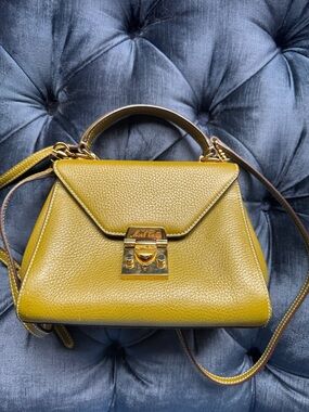 Mark Cross Leather Top-Handle Satchel in Olive Green -